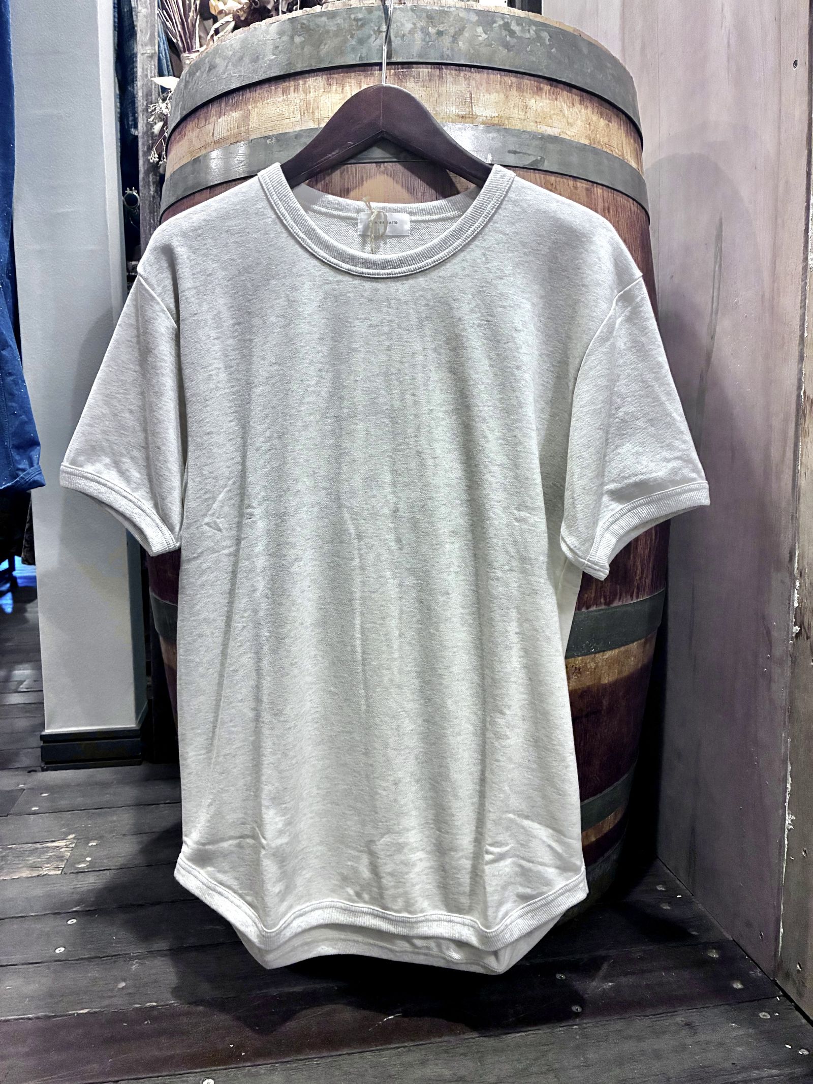ミニ裏毛半袖リブTシャツ オートミール