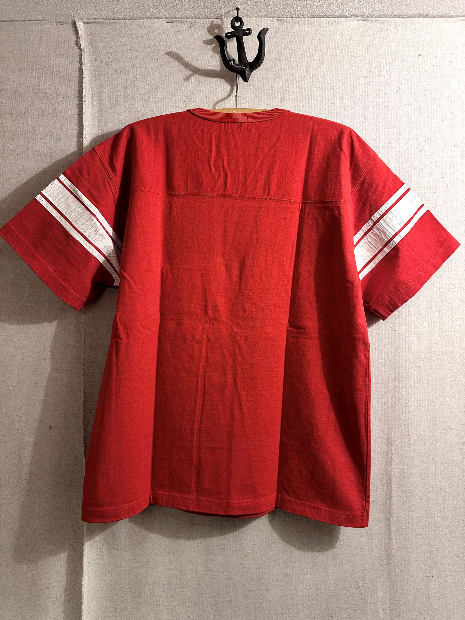 WHITESVILLE / ホワイツビル 14/- HALF SLEEVE FOOTBALL T-SHIRT  W/PRINT/ ナンバリング半袖フットボールTシャツ / WV79156 レッド(165)
