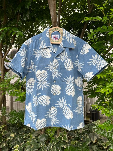 ALOHA SHIRT “DUKE’S PINEAPPLE ” / インディゴコットン / アロハシャツ / ハワイアン / パイナップル柄 / DK39045 / BLUE(125)
