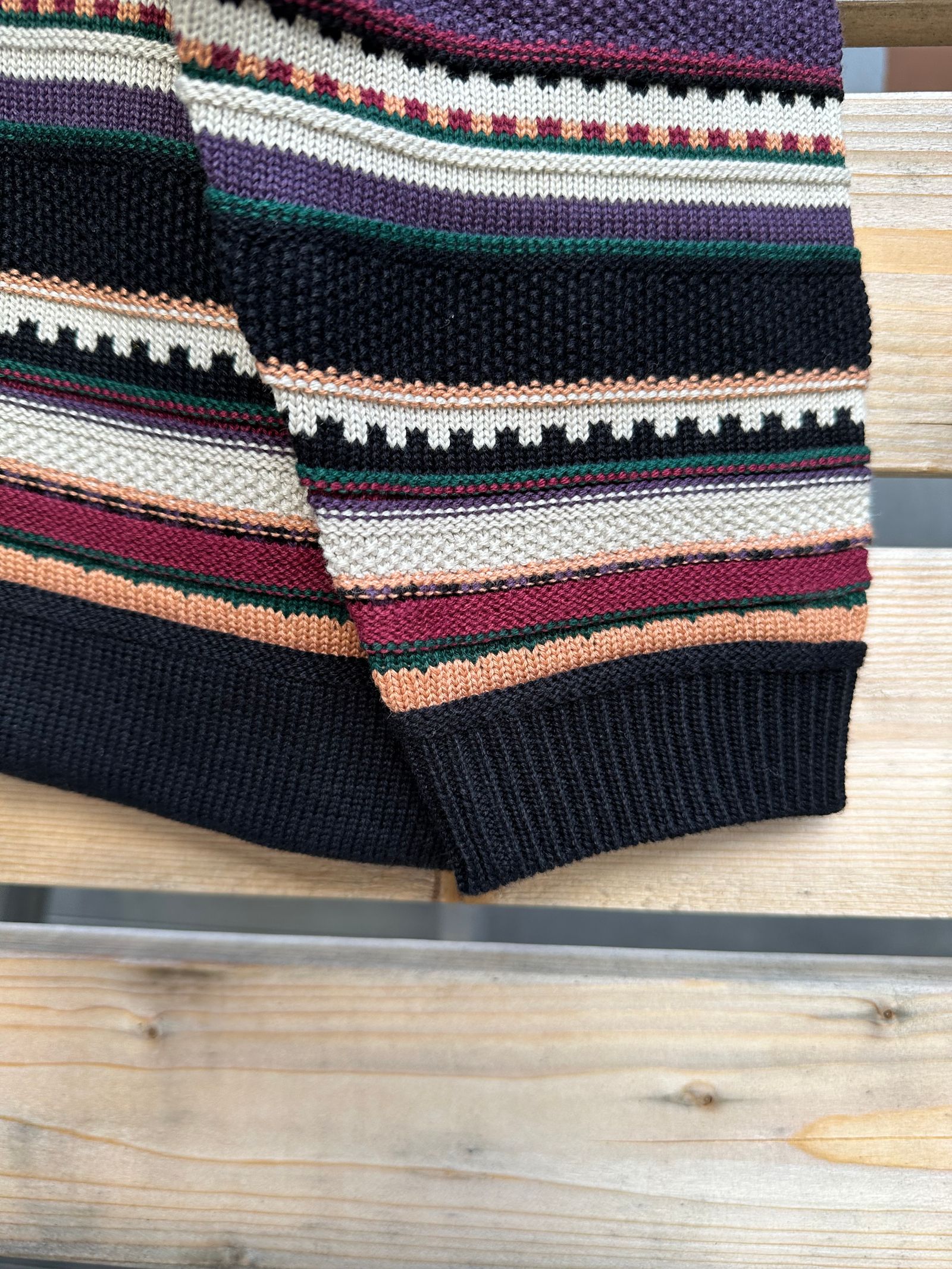 90's BORDER KNIT / ベージュ( パープル系 )
