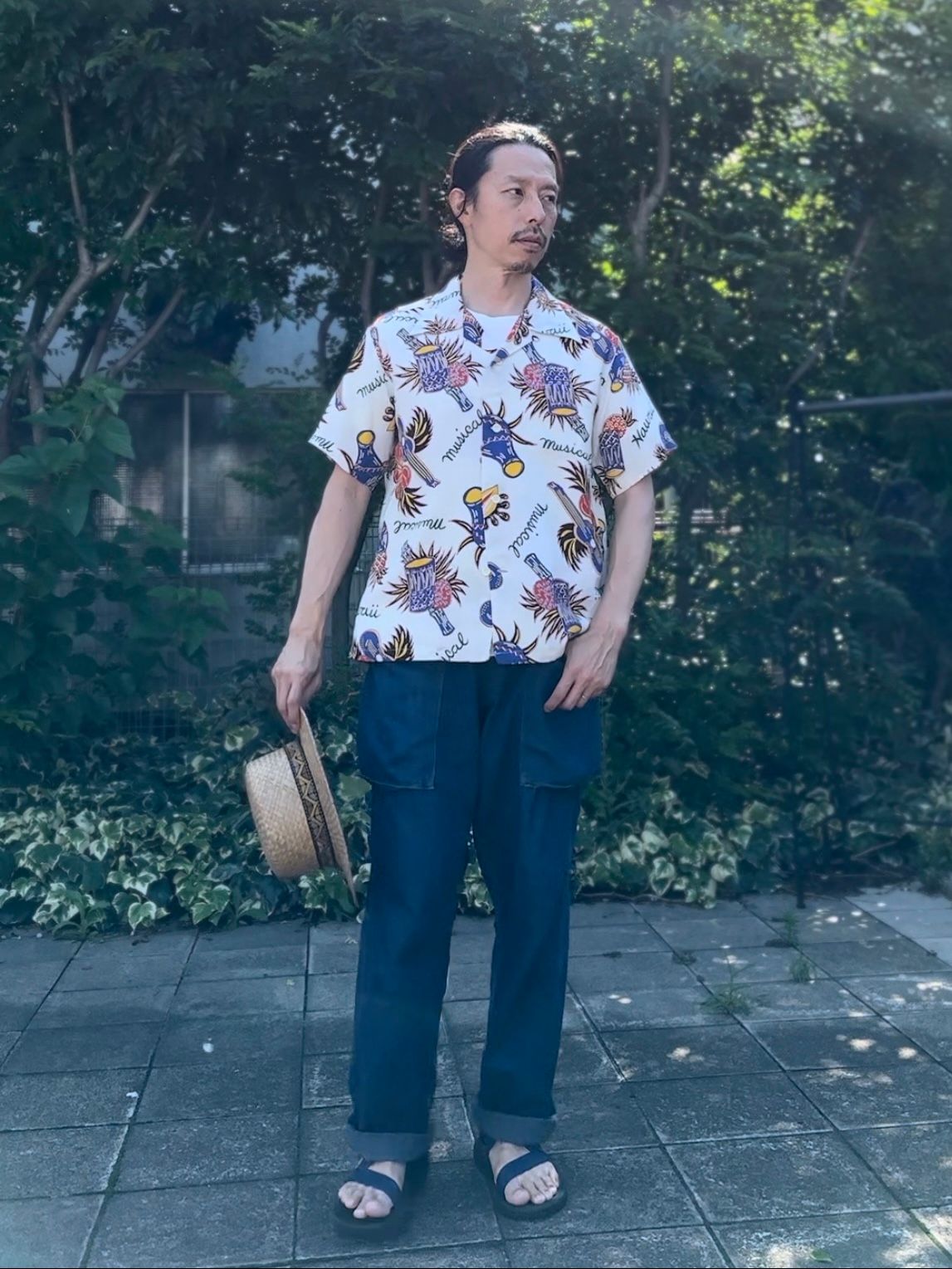 ALOHA SHIRTS “HAWAII MUSICAL”  /半袖レーヨンシャツ / アロハシャツ / ハワイアン / ウクレレ柄 / SS39018 / オフホワイト (105)