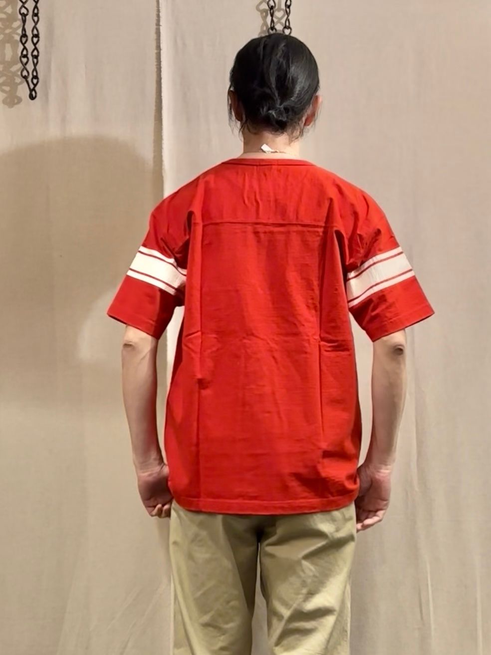 WHITESVILLE / ホワイツビル 14/- HALF SLEEVE FOOTBALL T-SHIRT  W/PRINT/ ナンバリング半袖フットボールTシャツ / WV79156 レッド(165)