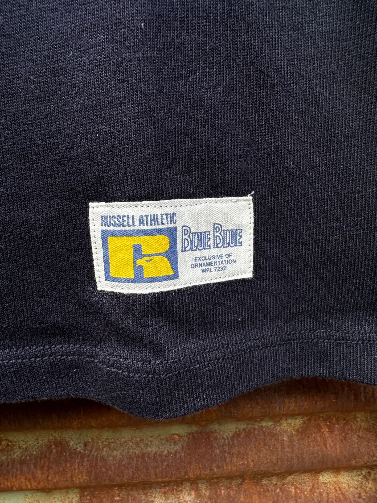 RUSSELL × BLUEBLUE / カレッジB Tシャツ2 / ネイビー