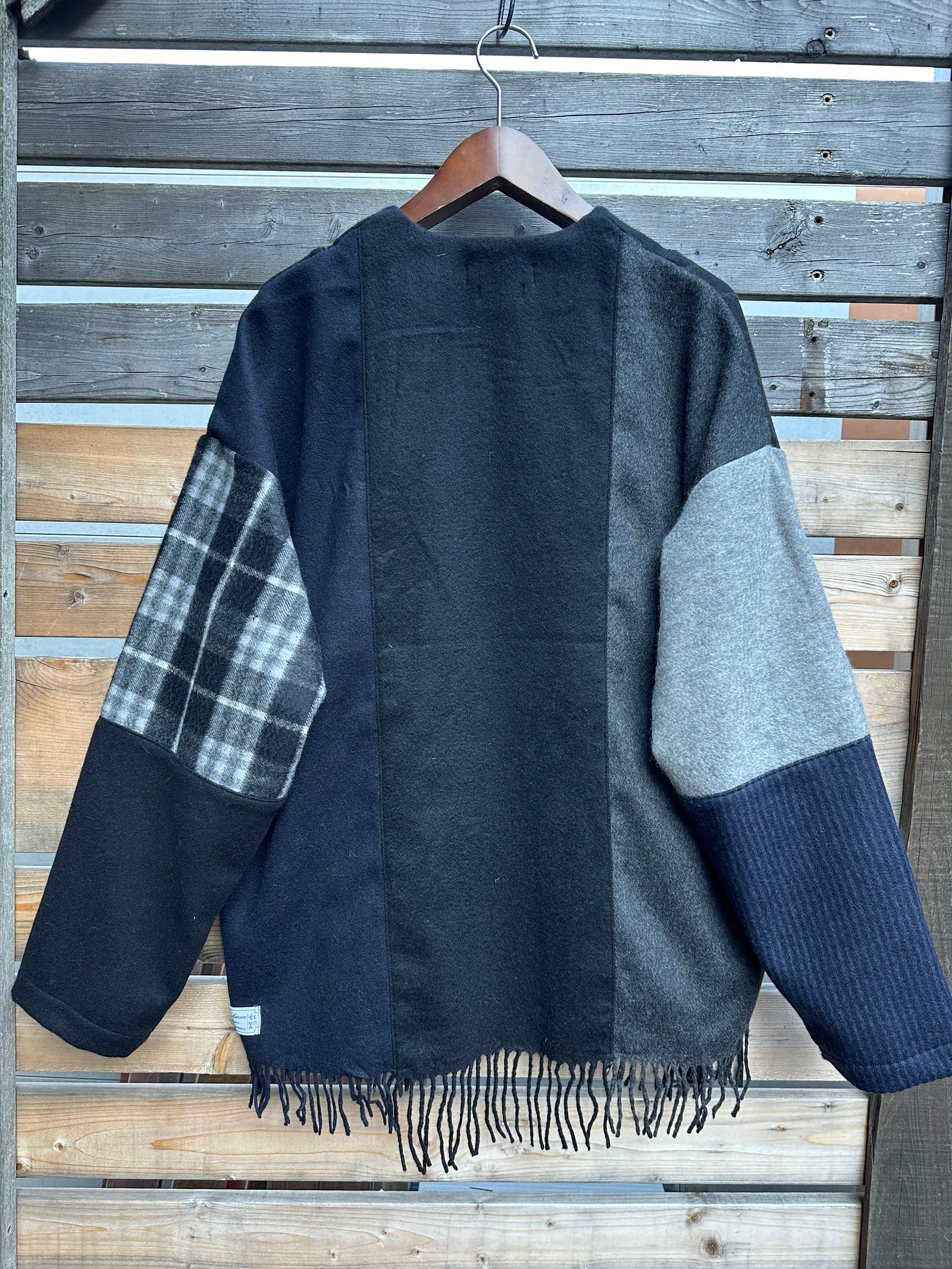 EDGE CARDIGAN / カシミヤマフラーリメイクカーディガン / ブラック②