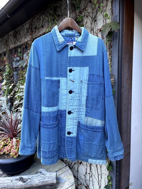 カセゾメサシコネンリンブルーカバーオールジャケット