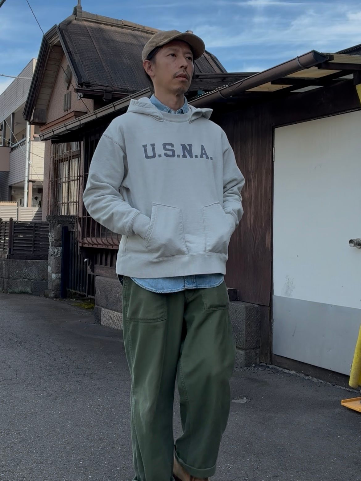 ビッグジョン / アフター・フード ヴィンテージスウェットパーカー / 後付けパーカー / [U.S.N.A] AFTER HOODIE / グレー…