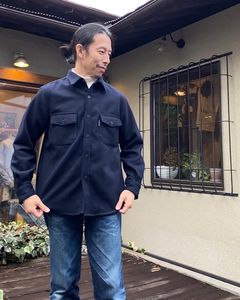 ブラッシュドウールモッサ CPOシャツ / NAVY