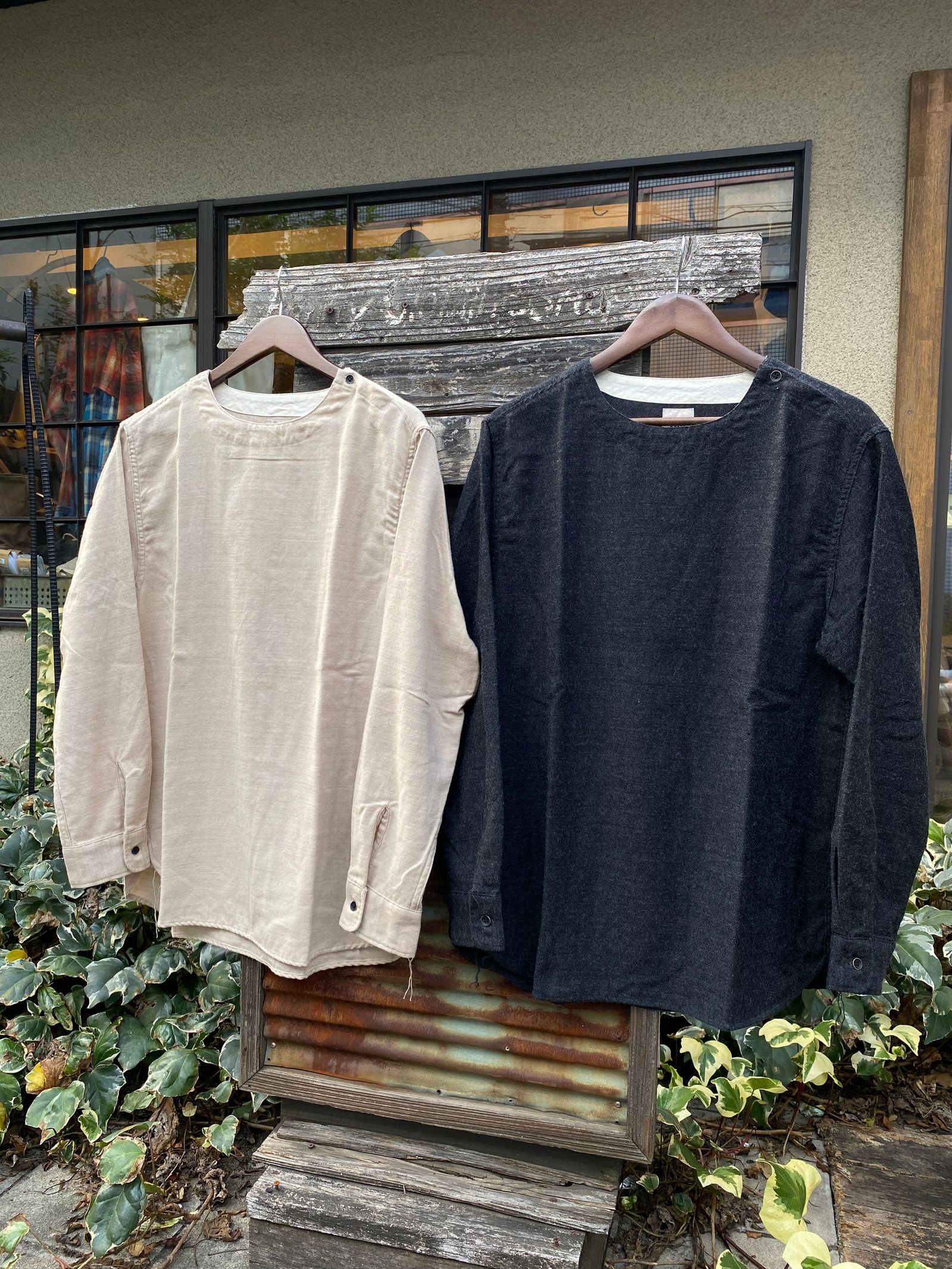 F3483 / C/W SLEEPING SHIRT / コットンウールスリーピングシャツ  / チャコール