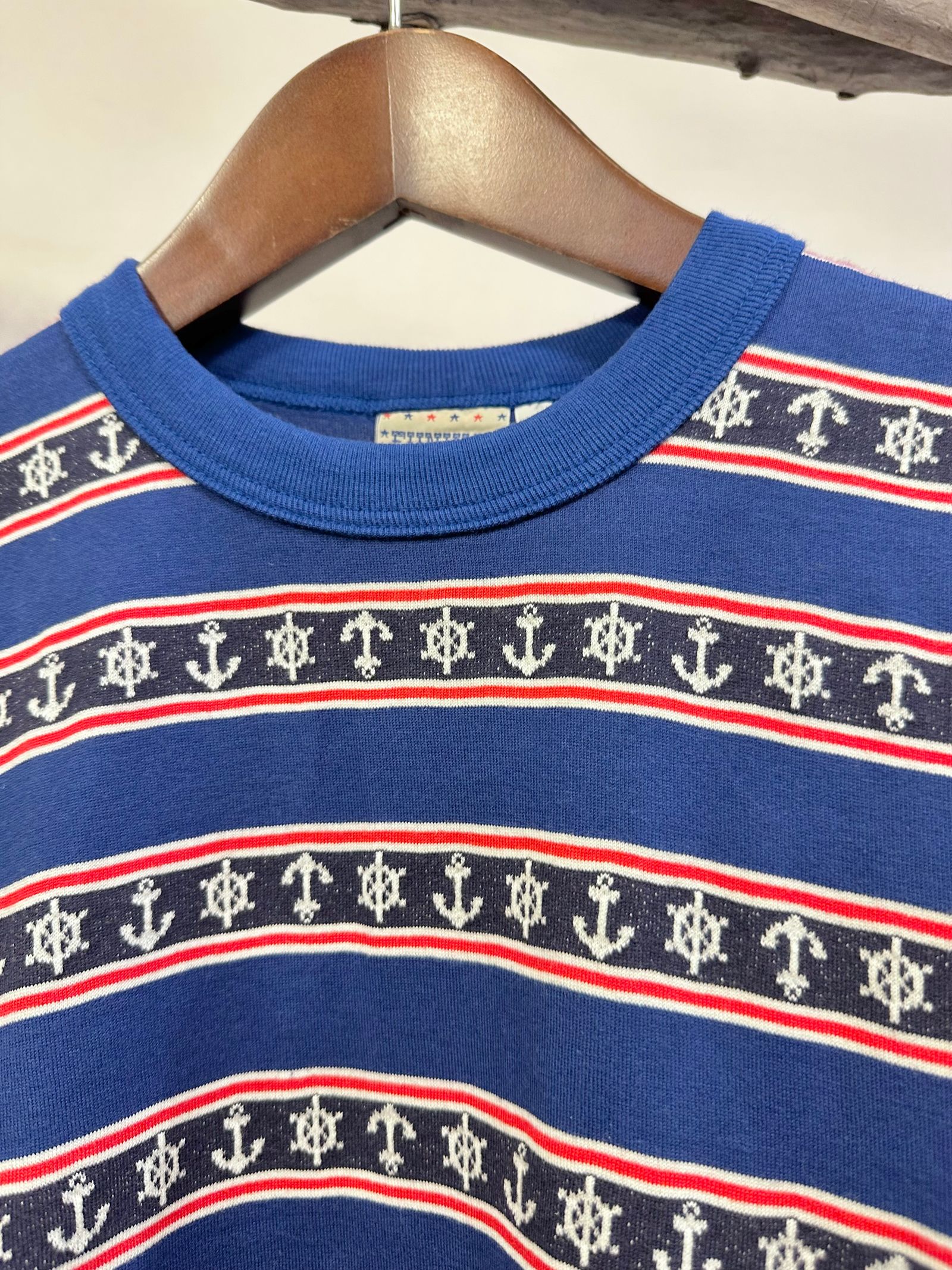 SC77706 / アンカーモチーフジャガード 半袖Tシャツ / ブルー