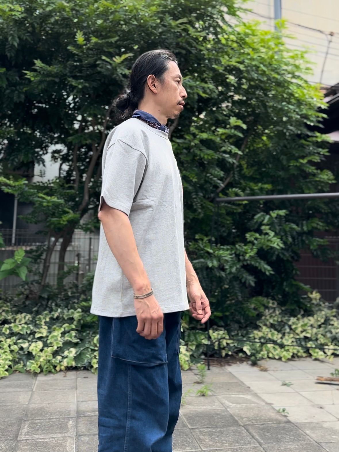 RUSSELL × BLUEBLUE / カレッジB Tシャツ2 / ヘザーグレー