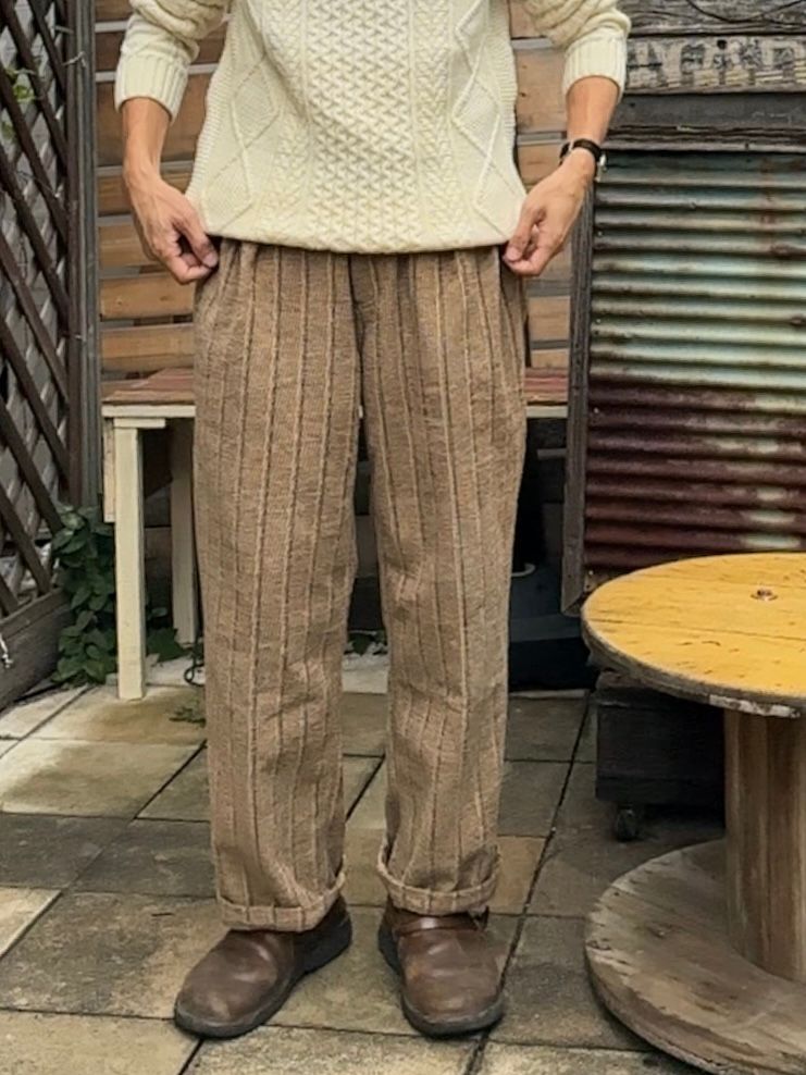 LUMBER TUCK PANTS / ストライプモールスキンイージーパンツ
