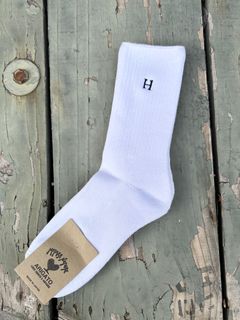 Hエンブロイダリー パイルソックス / H刺繍 / 靴下 / WHITE / ホワイト
