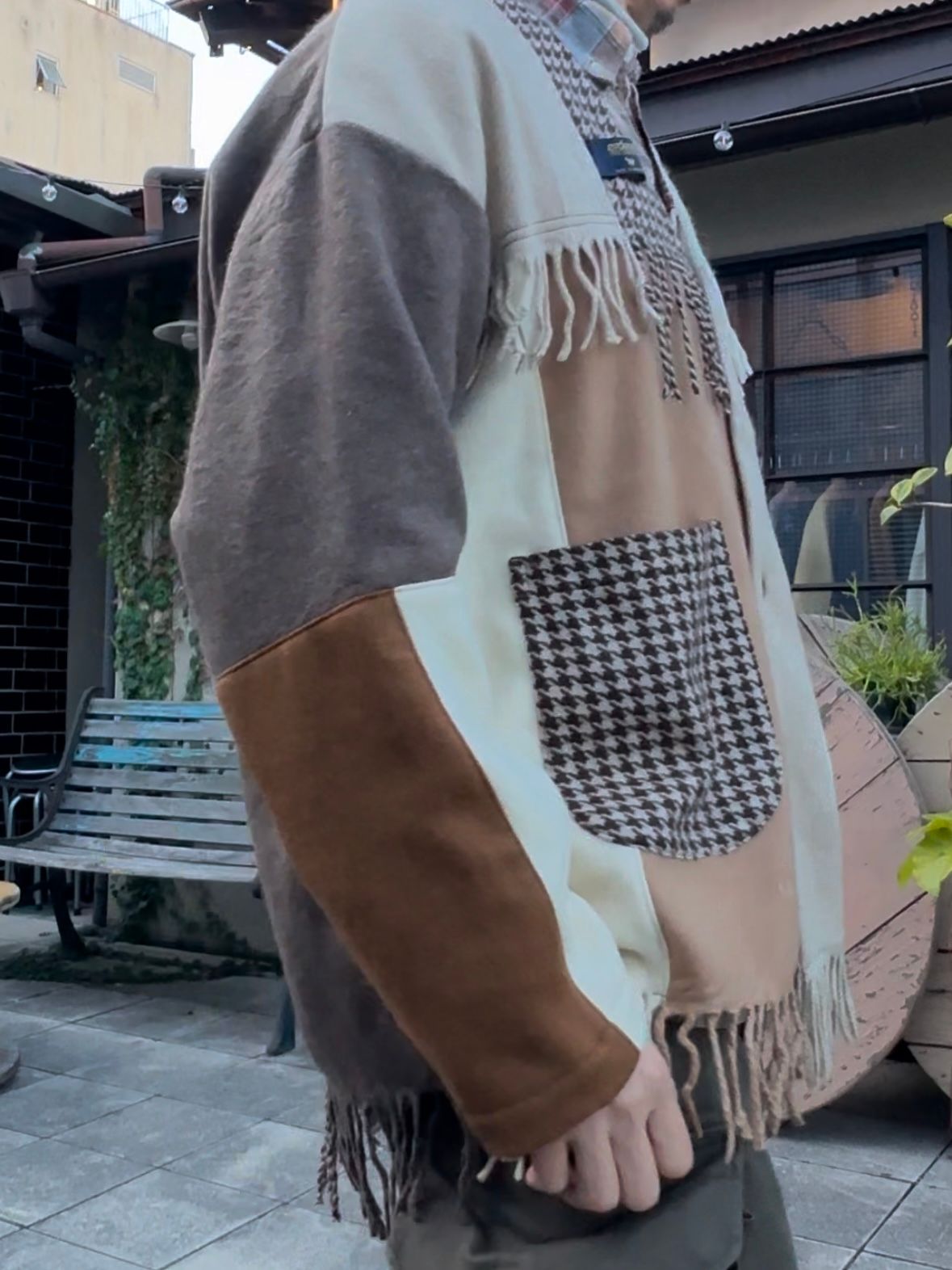 EDGE CARDIGAN / カシミヤマフラーリメイクカーディガン / ブラウン①