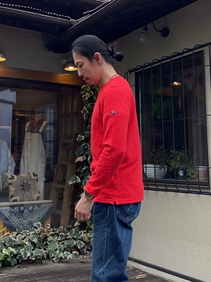 te002 TIEASY ORIGINAL BOATNECK SHIRT  / オリジナルボートネックシャツ / OLD RED