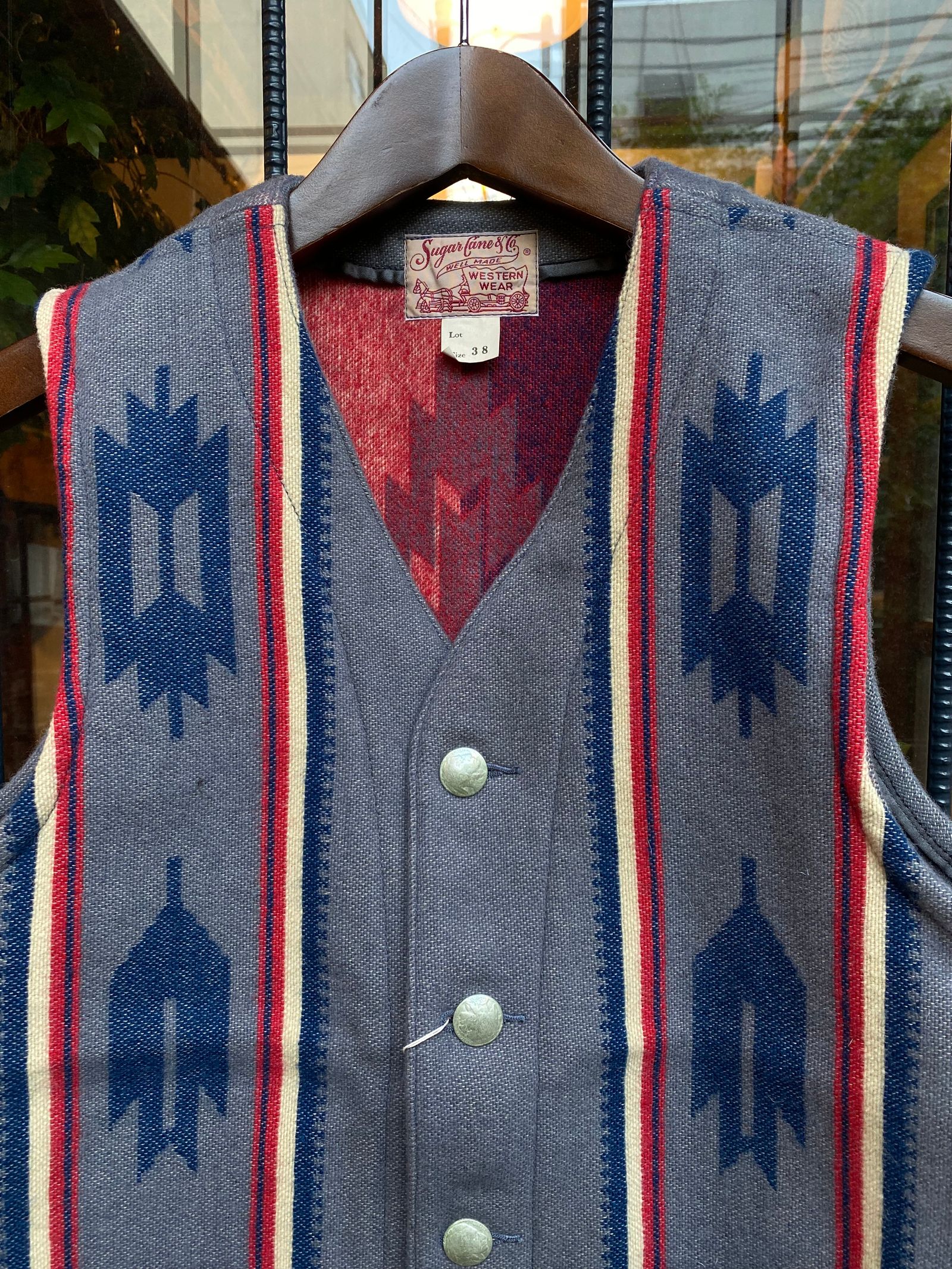 SUGAR CANE - NATIVE AMERICAN WOOL BLANKET VEST / ブランケット / チマヨベスト / ネイティブ柄 /  グレー / SC14993 | NARO CLOTHING