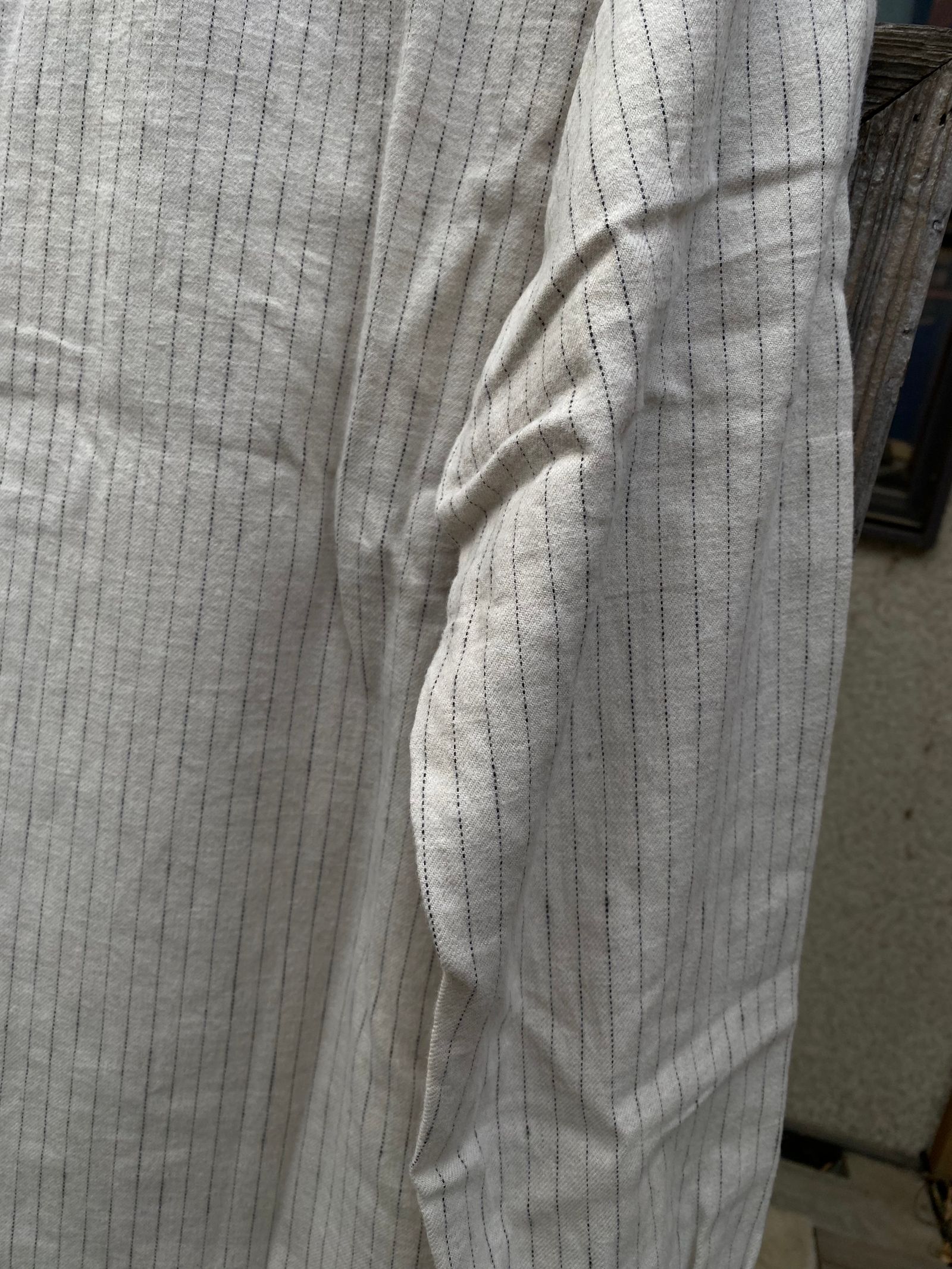 F3485 C/W STRIPE BANDCOLLAR / C/W ストライプ バンドカラー シャツ / IVORY