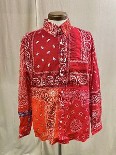 SKELTER SHIRTS / バンダナパッチワークBDシャツ / レッド