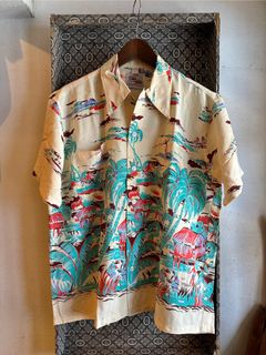 DK39042 / SPECIAL EDITION  “HAWAIIAN VILLAGE” 半袖レーヨンシャツ / アロハシャツ / ハワイアン / スペシャル / イエロー(155) ※ベージュ系