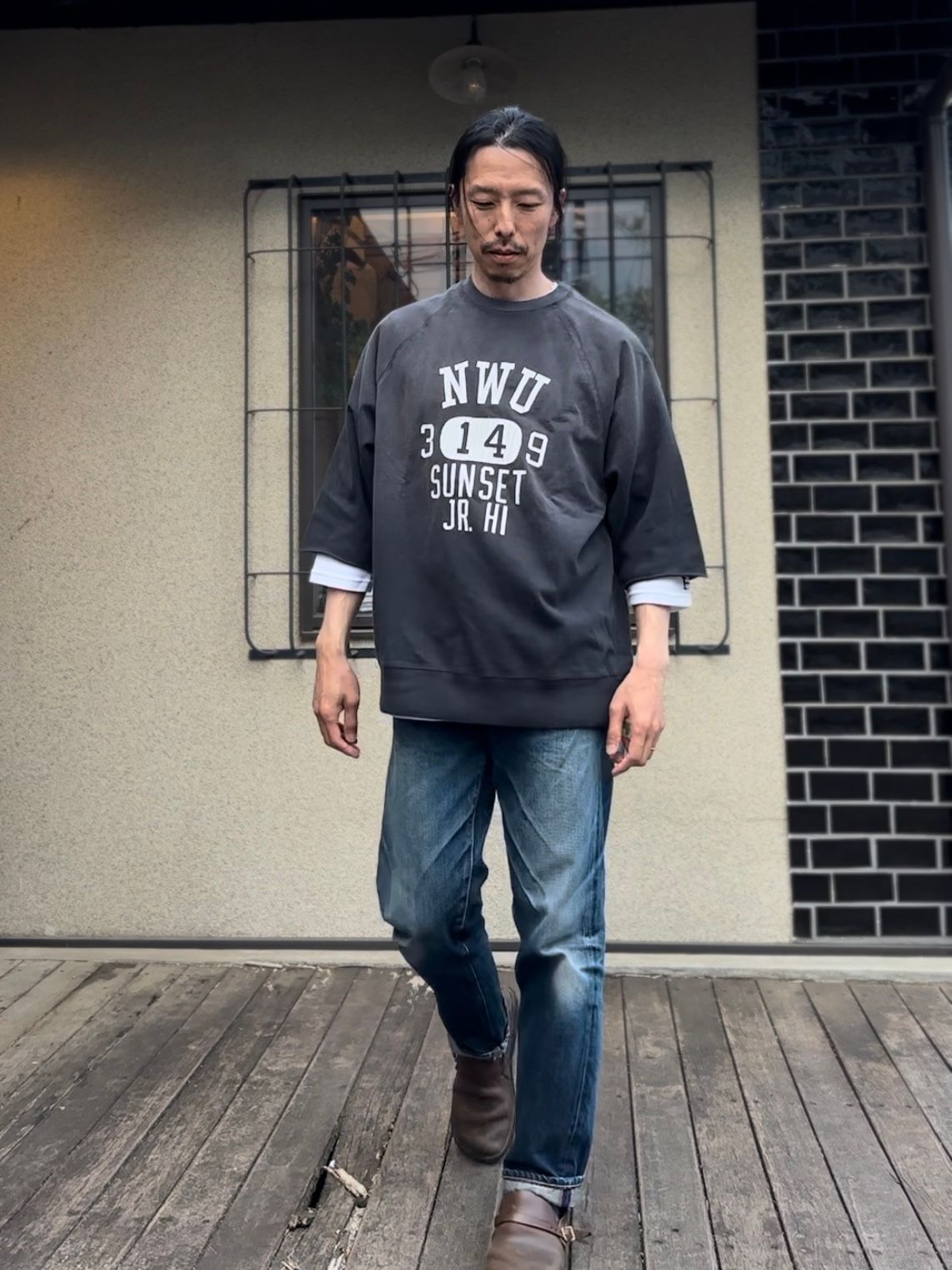 SCREEN STARS / スクリーンスターズ / Amecaji 3/4 slv Tee /アメカジ七分袖Tシャツ / チャコール