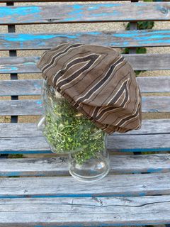 ウォッシュドストライプワイドベレー / BROWN