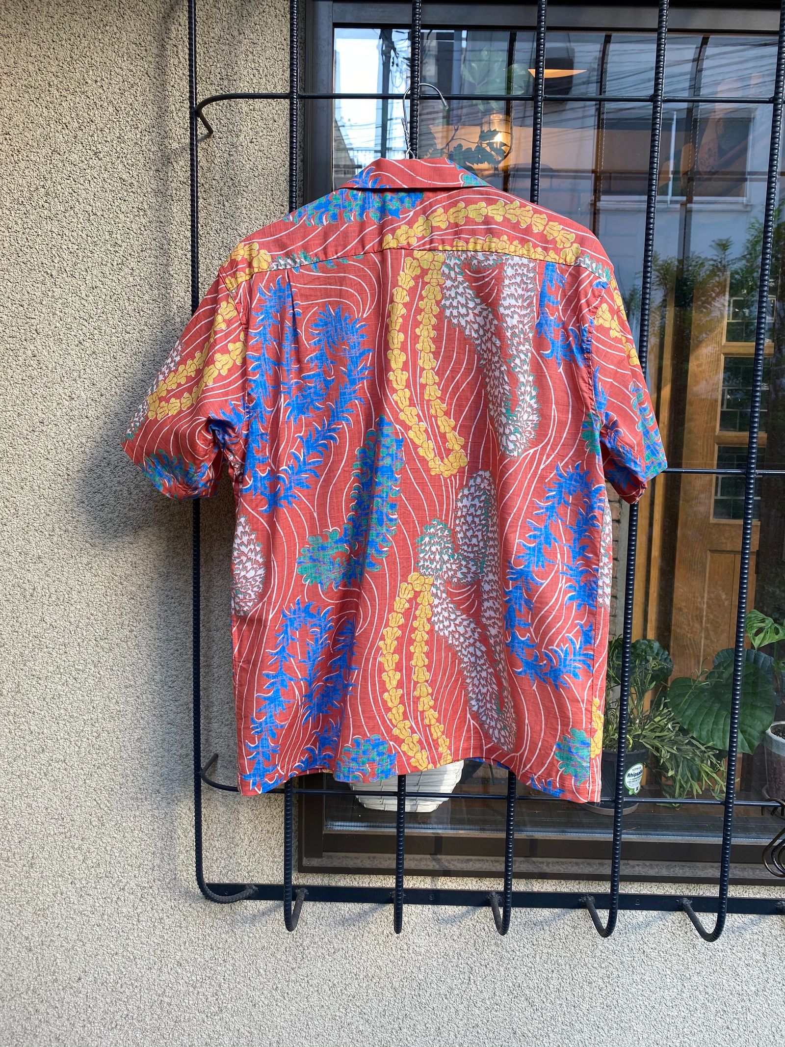 LEI HAWAIIAN STYLE / コットンリネン / 半袖 / アロハシャツ / ハワイアン / ボーダー / ジョン・メイグス / レッド(165) / SS38688