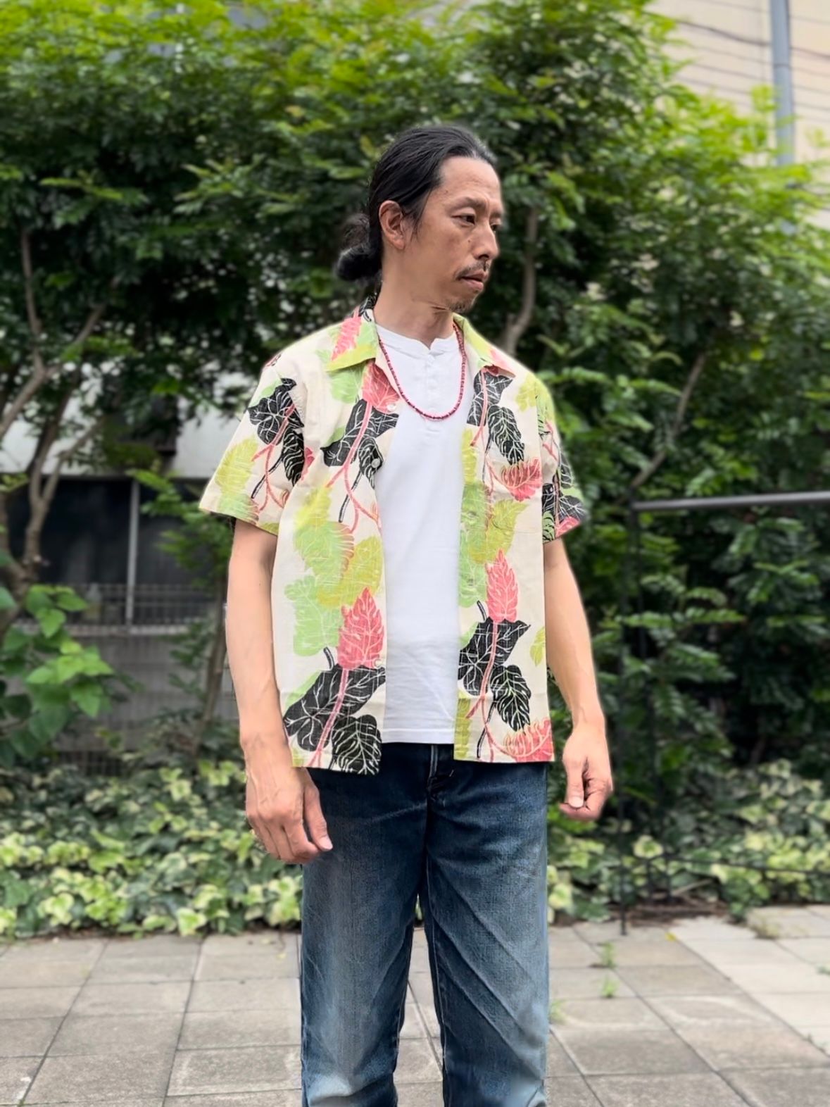 ALOHA SHIRT / “MONSTERA” / コットンリネン / 半袖オープンシャツ / モンステラ / アロハシャツ / ハワイアン / DK39093 / オフホワイト(105)