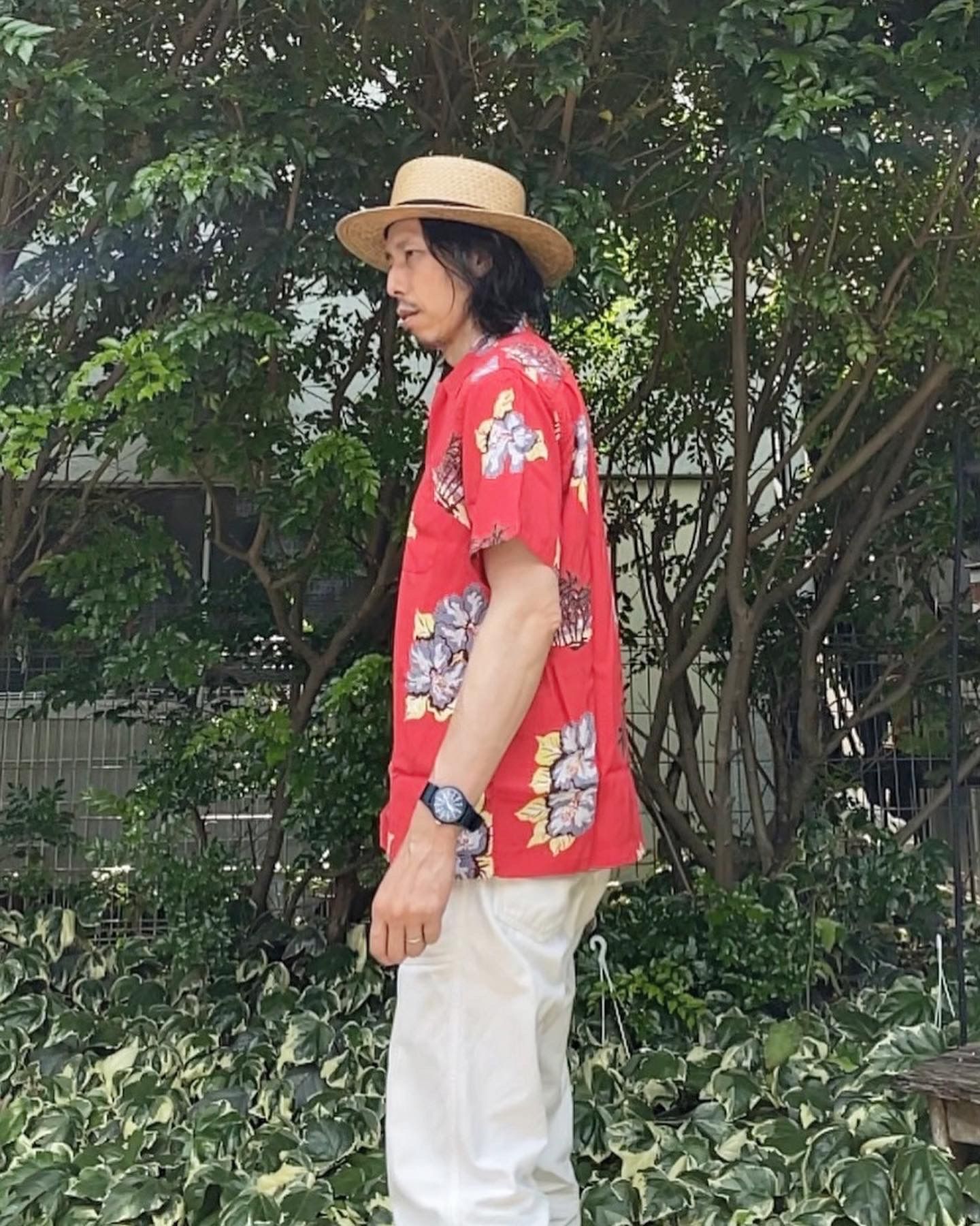 SPECIAL EDITION “TROPICAL VIEW” / 半袖レーヨンシャツ / アロハシャツ / ハワイアン / スペシャル / ヤシの木 / ハイビスカス / レッド (165)