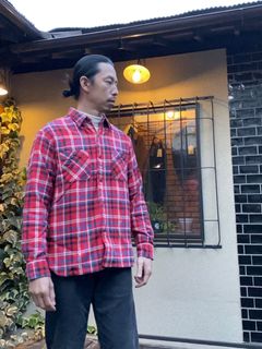 SC28956 / TWILL CHECK WORK SHIRT / ヘビーネルワークシャツ / ネルシャツ / チェックシャツ / RED (165)