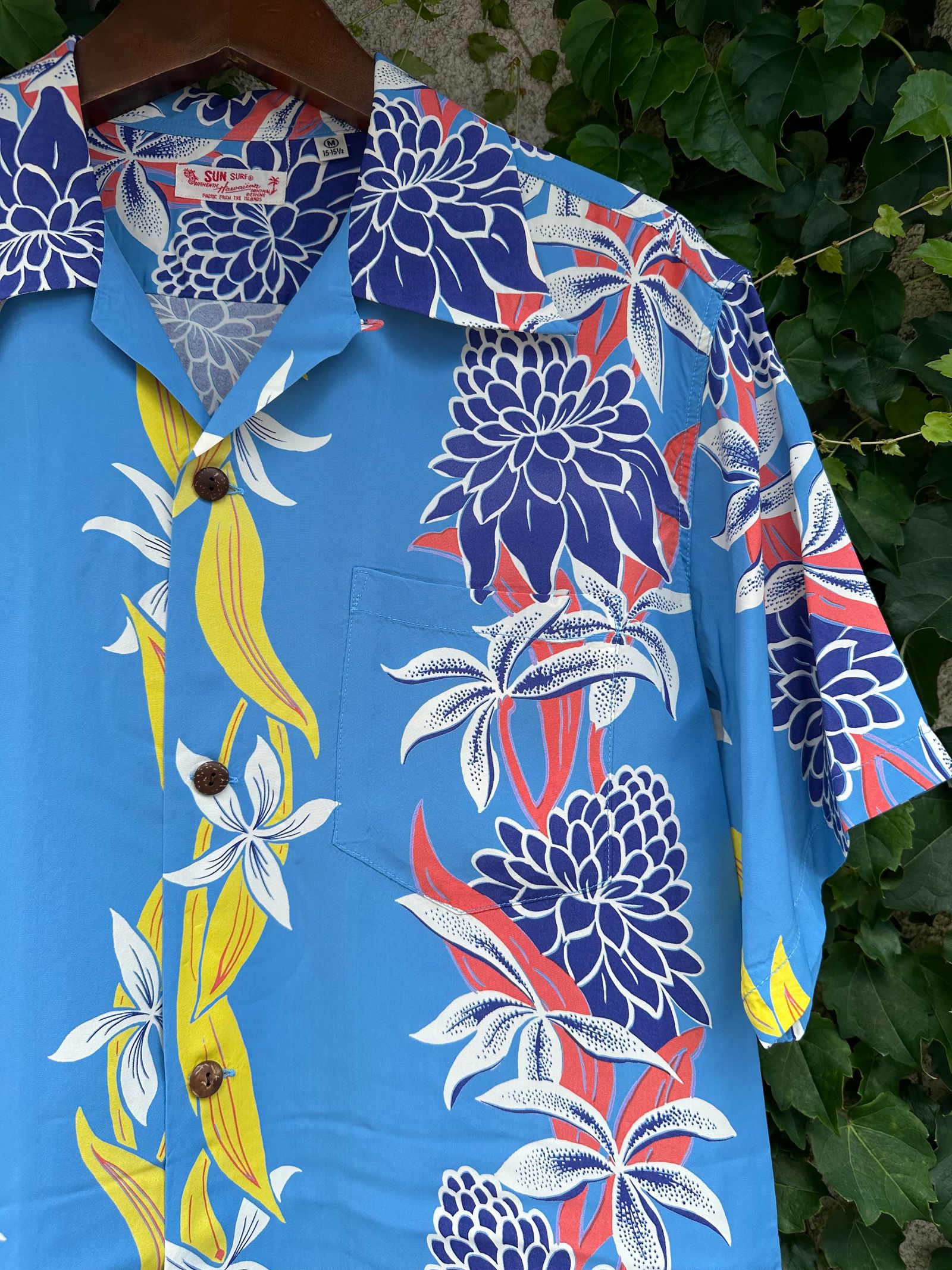 ALOHA SHIRTS “BLOOMS OF TORCH FLOWER”/半袖レーヨンシャツ / アロハシャツ / ハワイアン / トーチジンジャー / SS39024 / ブルー (125)