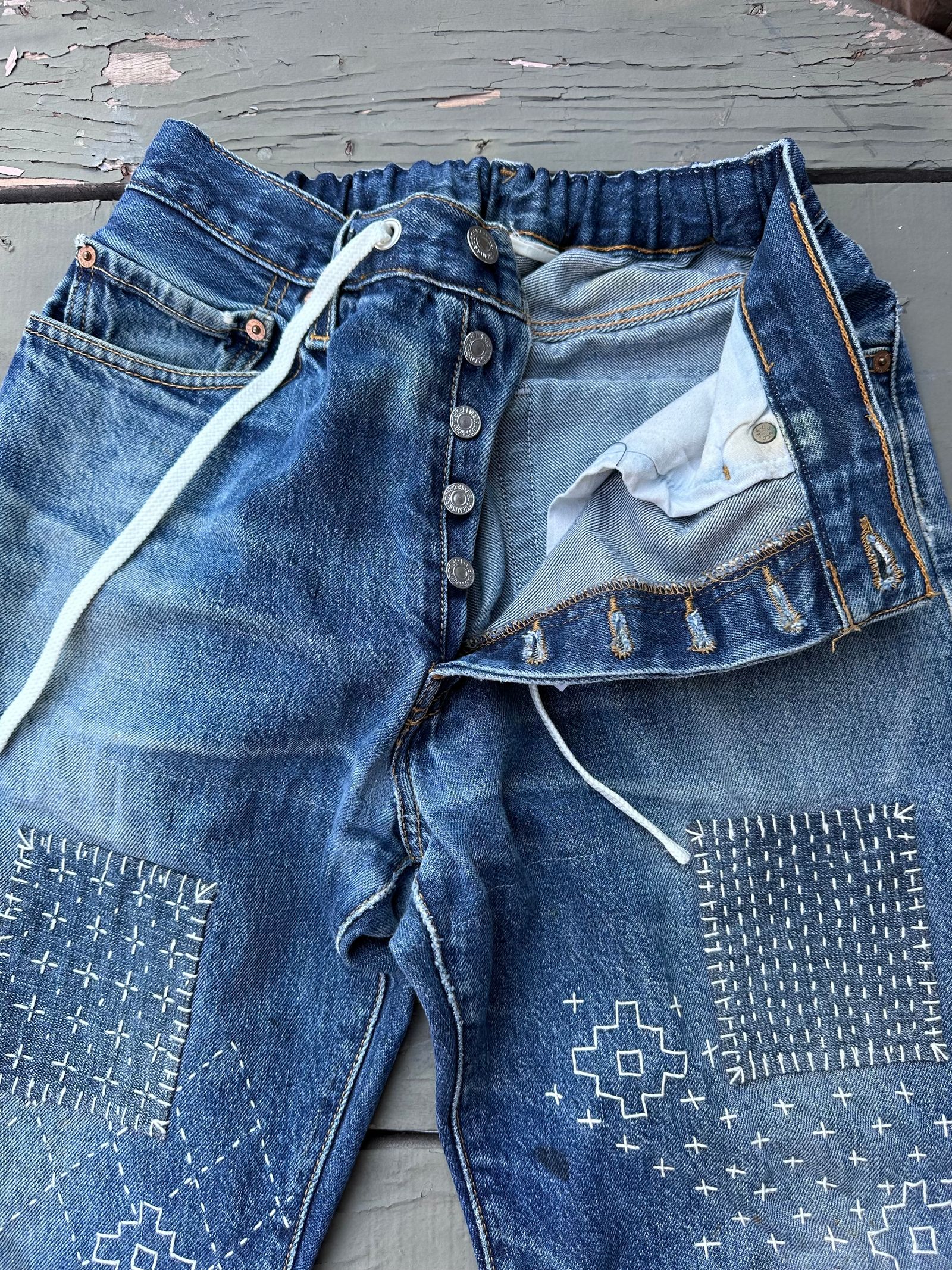 SASHIKO EASY DENIM PANTS / サシコイージーデニムパンツ  BLUE / M