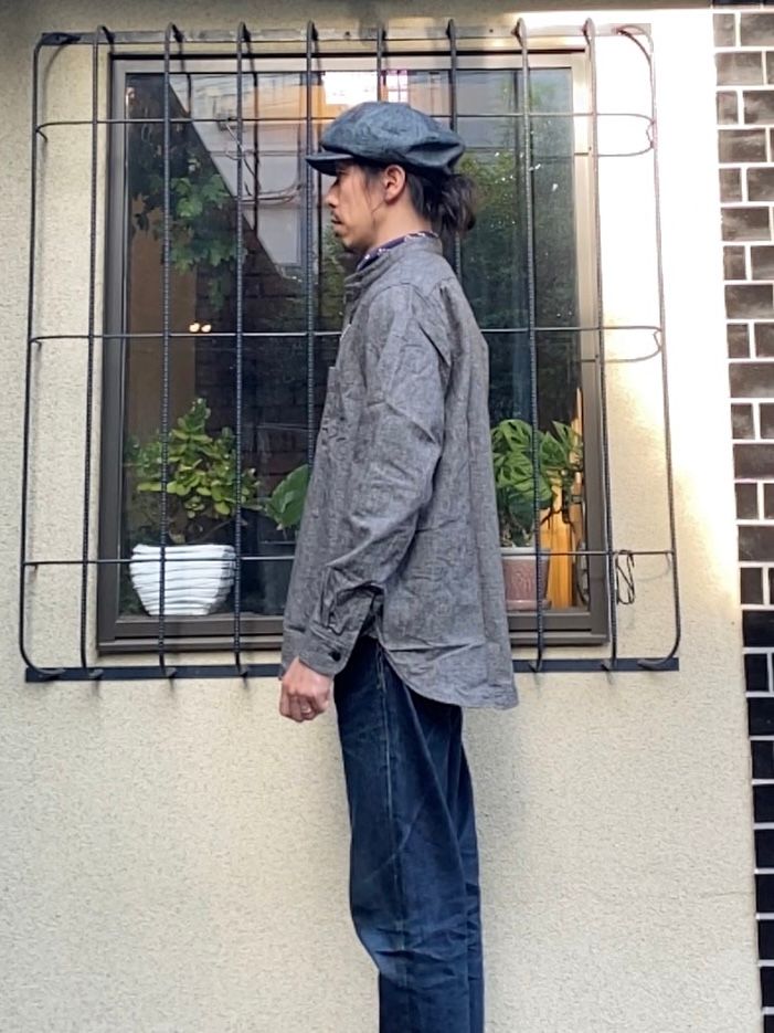 F3471 / C/L TWEED BAND COLLAR SHIRT / CLツイードバンドカラーシャツ / ブラック