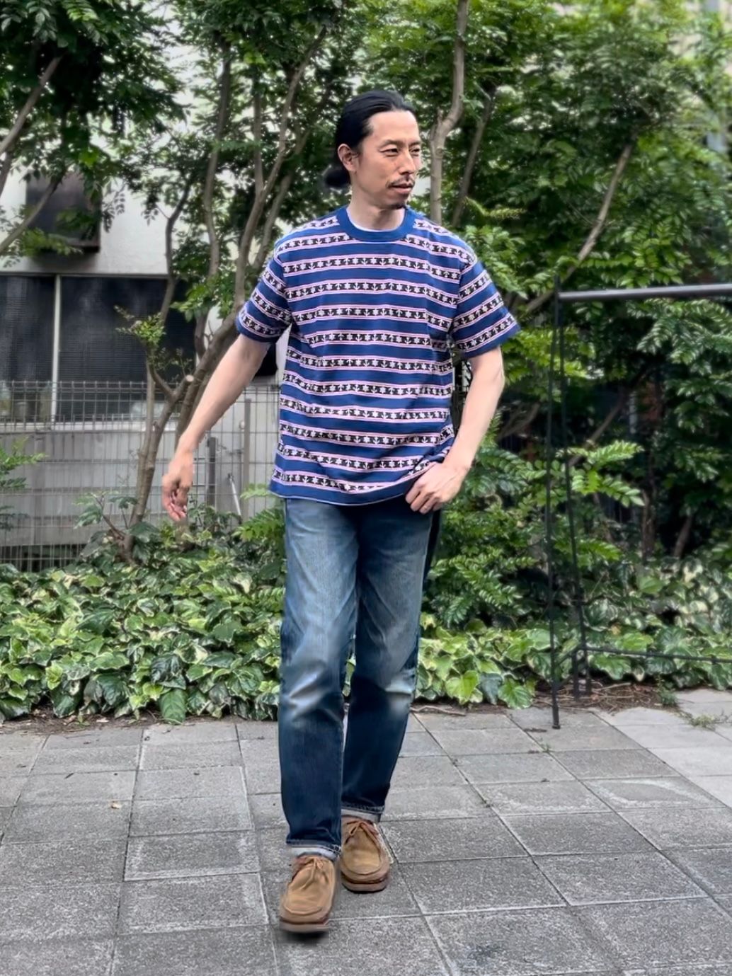 SC77706 / アンカーモチーフジャガード 半袖Tシャツ / ブルー