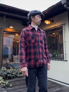 SC28954 / TWILL CHECK WORK SHIRT / ヘビーネルワークシャツ / ネルシャツ / オンブレチェックシャツ / RED(165)