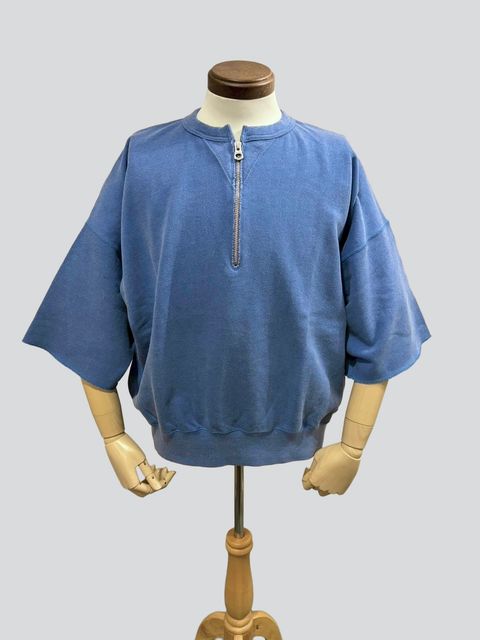 LW Half Zip Chop Sleeve / ハーフジップ 半袖スウェット / ブルー / ユニゾンスペシャル