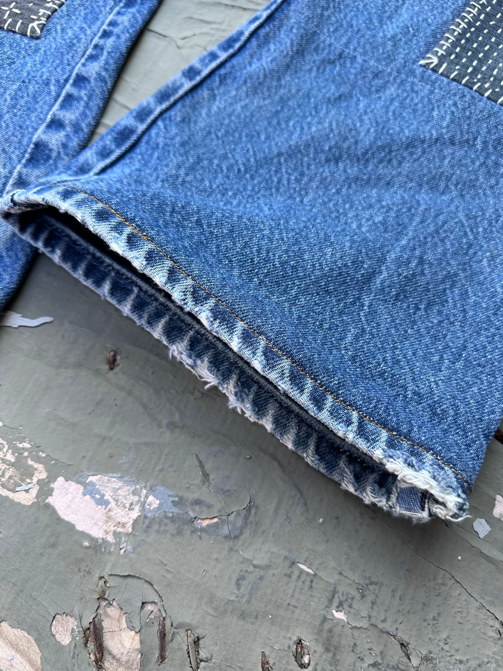 SASHIKO EASY DENIM PANTS / サシコイージーデニムパンツ  BLUE / L