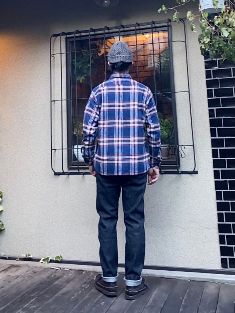 TWILL CHECK L/S WORK SHIRT / ヘビーネルワークシャツ / ネルシャツ / チェックシャツ / SC28746 / ネイビー