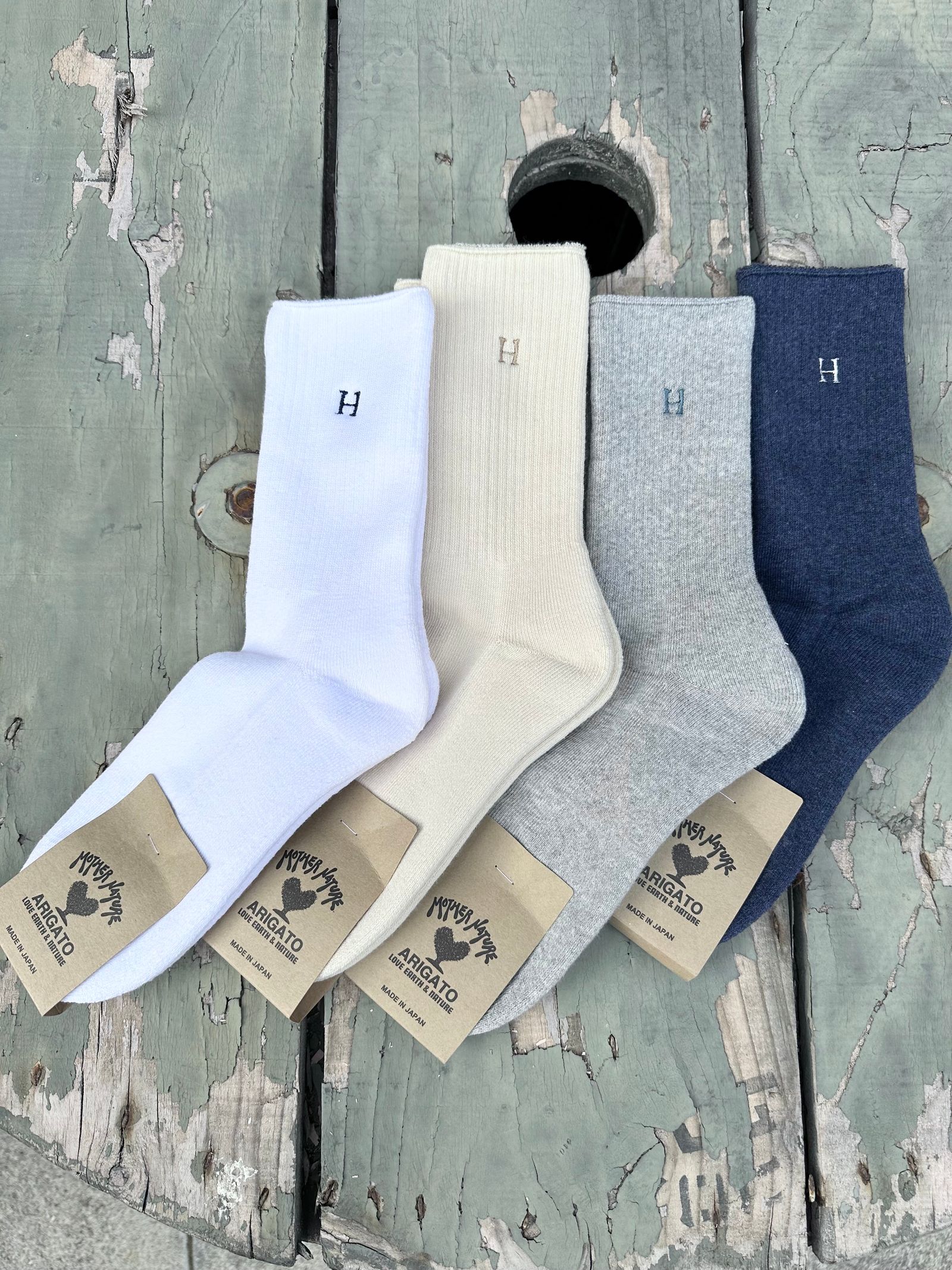 Hエンブロイダリー パイルソックス / H刺繍 / 靴下 / GREY / グレー