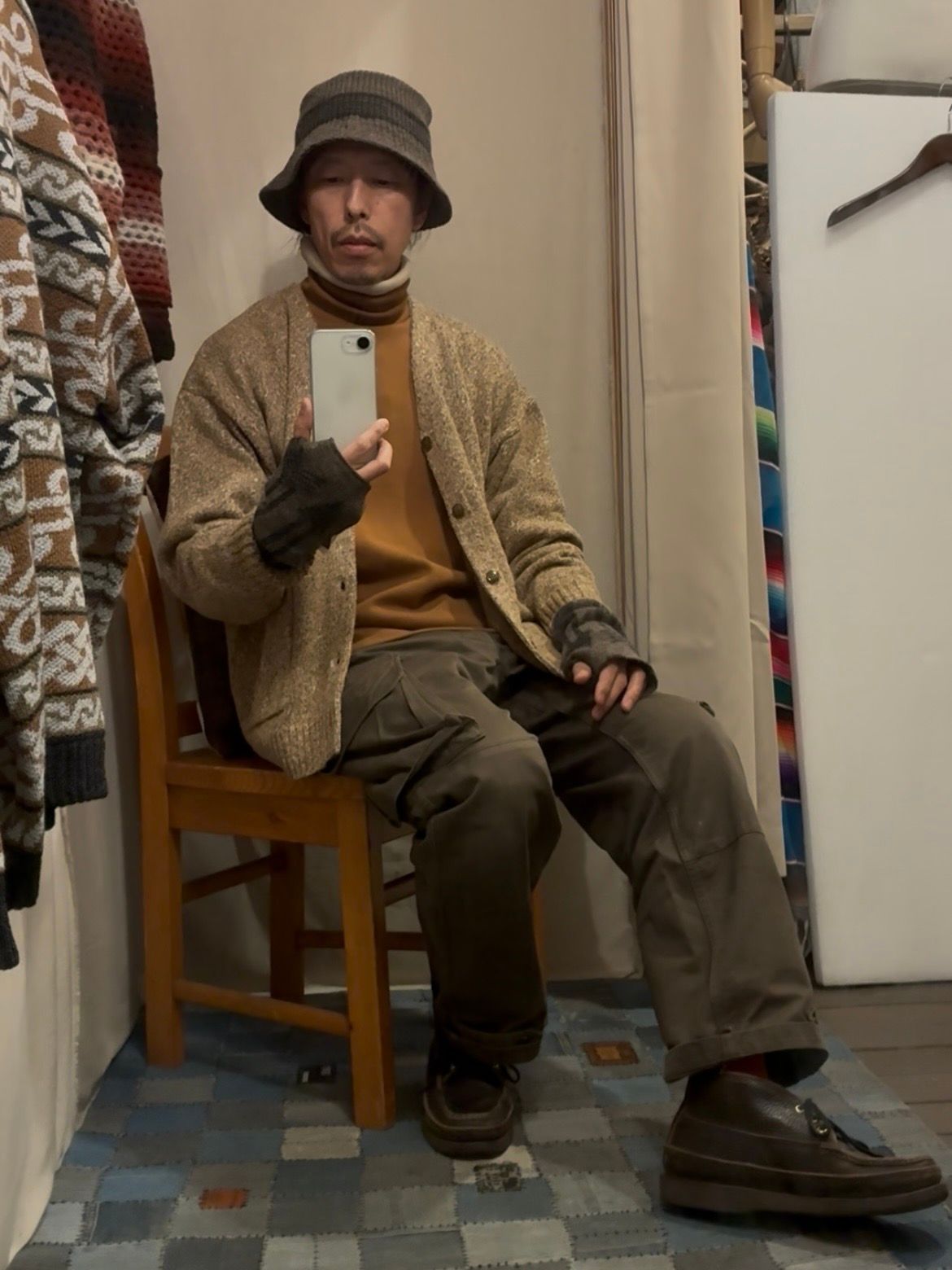 GRAIN CARDIGAN / ミックスニットカーディガン / ブラウン / ナスングワム