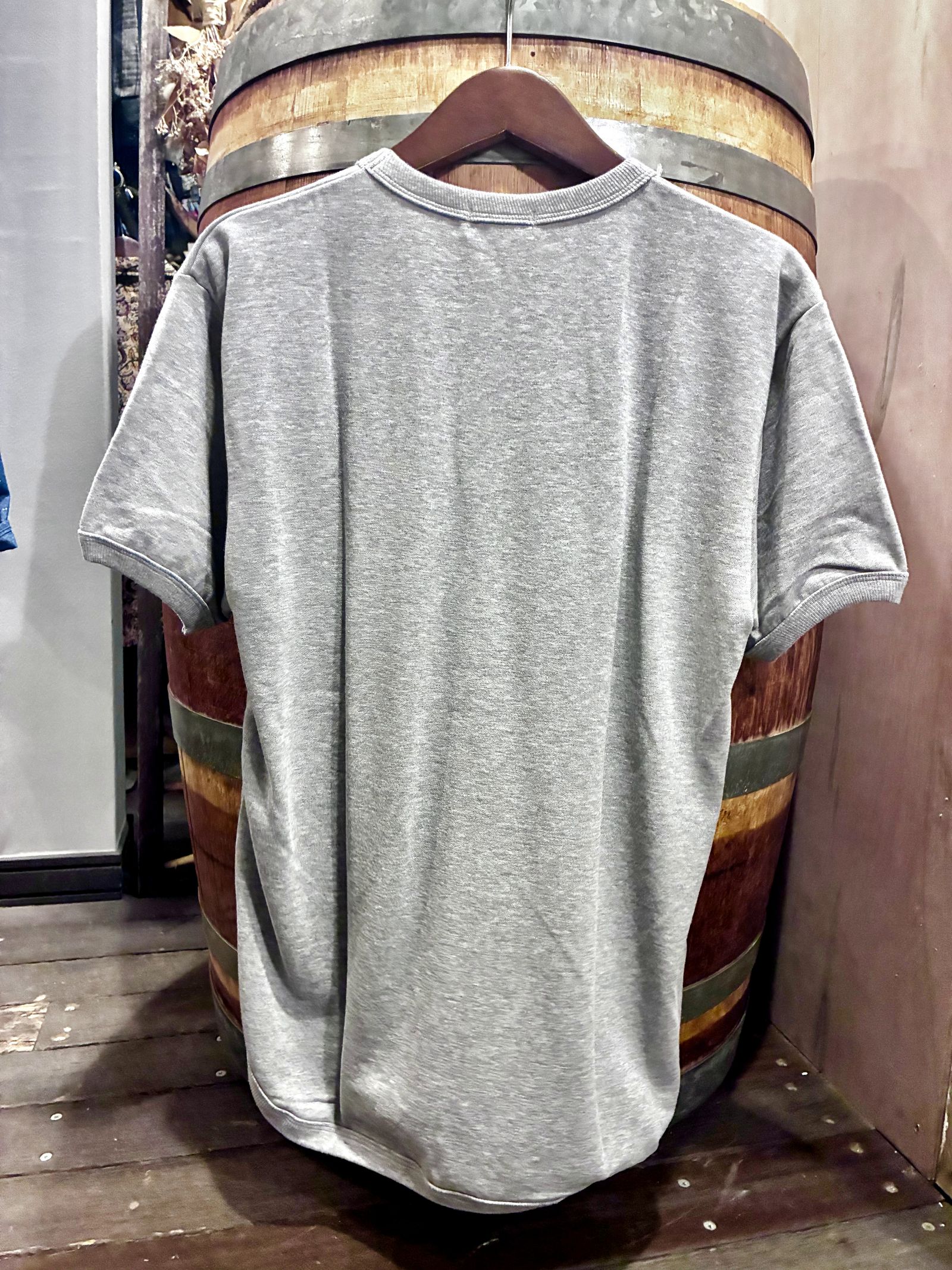 ミニ裏毛半袖リブTシャツ ヘザーグレー