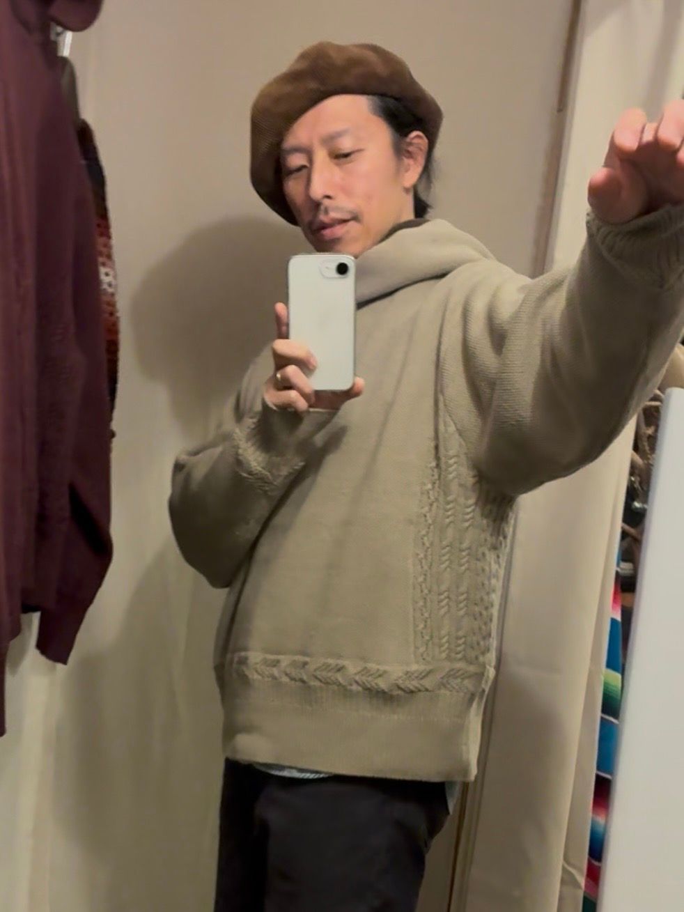 ACTUALLY PARKA / ニットパーカー / グレージュ / ナスングワム