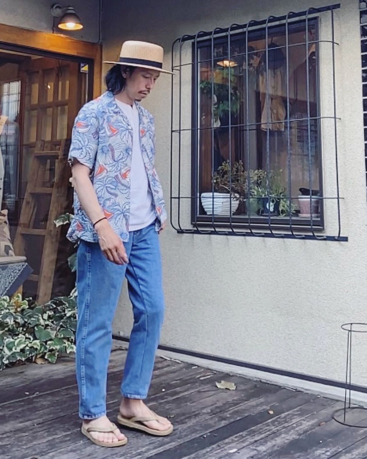 ALOHA SHIRTS “PALM BREEZING UP” / 半袖レーヨンシャツ / アロハシャツ / ハワイアン / ヤシの木 / SS38798 / クリーム (155)