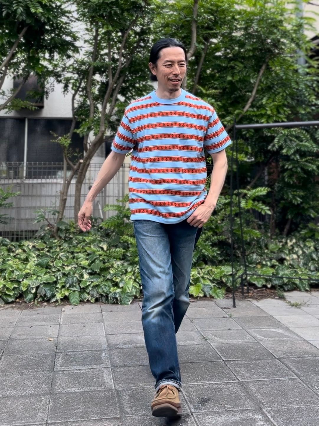 SC77706 / アンカーモチーフジャガード 半袖Tシャツ / サックス
