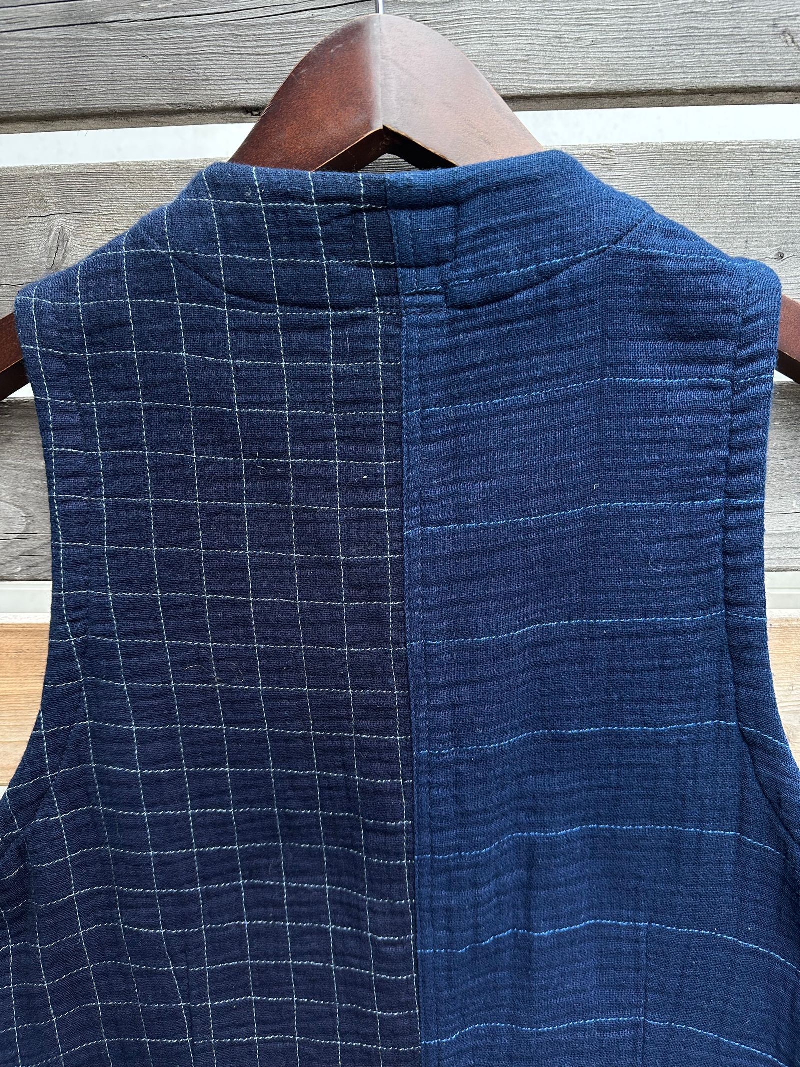【LUCKY “福”SALE】INDIGO Wガーゼステッチワーク 3ピースセット(ジャケット×ベスト×パンツ)Mサイズ