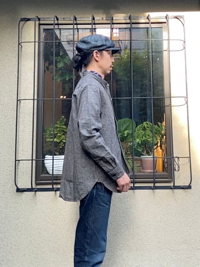 F3471 / C/L TWEED BAND COLLAR SHIRT / CLツイードバンドカラーシャツ / ブラック