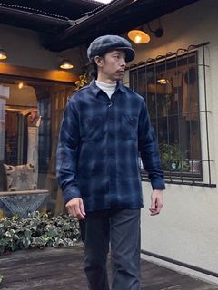 SC28954 / TWILL CHECK WORK SHIRT / ヘビーネルワークシャツ / ネルシャツ / オンブレチェックシャツ / BLACK (119)