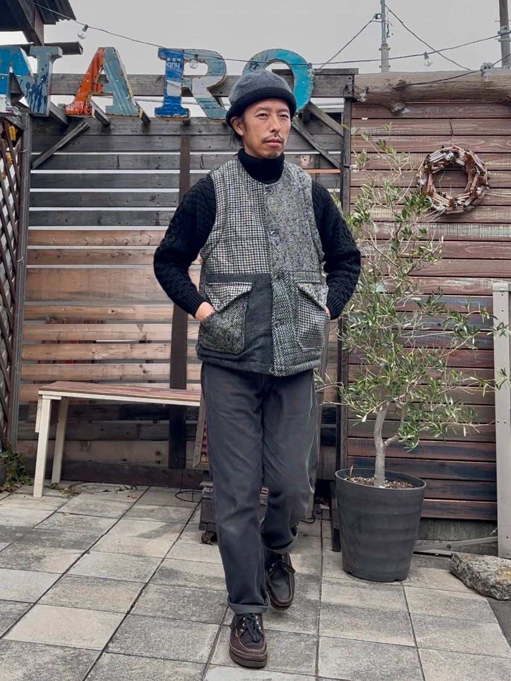 ARTISAN VEST / アルチザンベスト / リバーシブル / ツイード / ブラックM