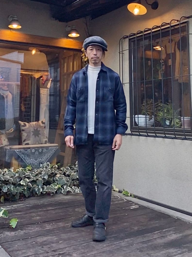 SC28954 / TWILL CHECK WORK SHIRT / ヘビーネルワークシャツ / ネルシャツ / オンブレチェックシャツ / BLACK (119)