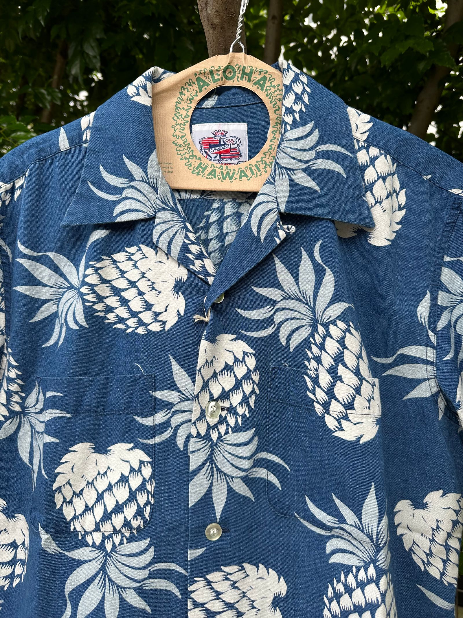 ALOHA SHIRT “DUKE’S PINEAPPLE ” / インディゴコットン / アロハシャツ / ハワイアン / パイナップル柄 / DK39045 / NAVY(128)