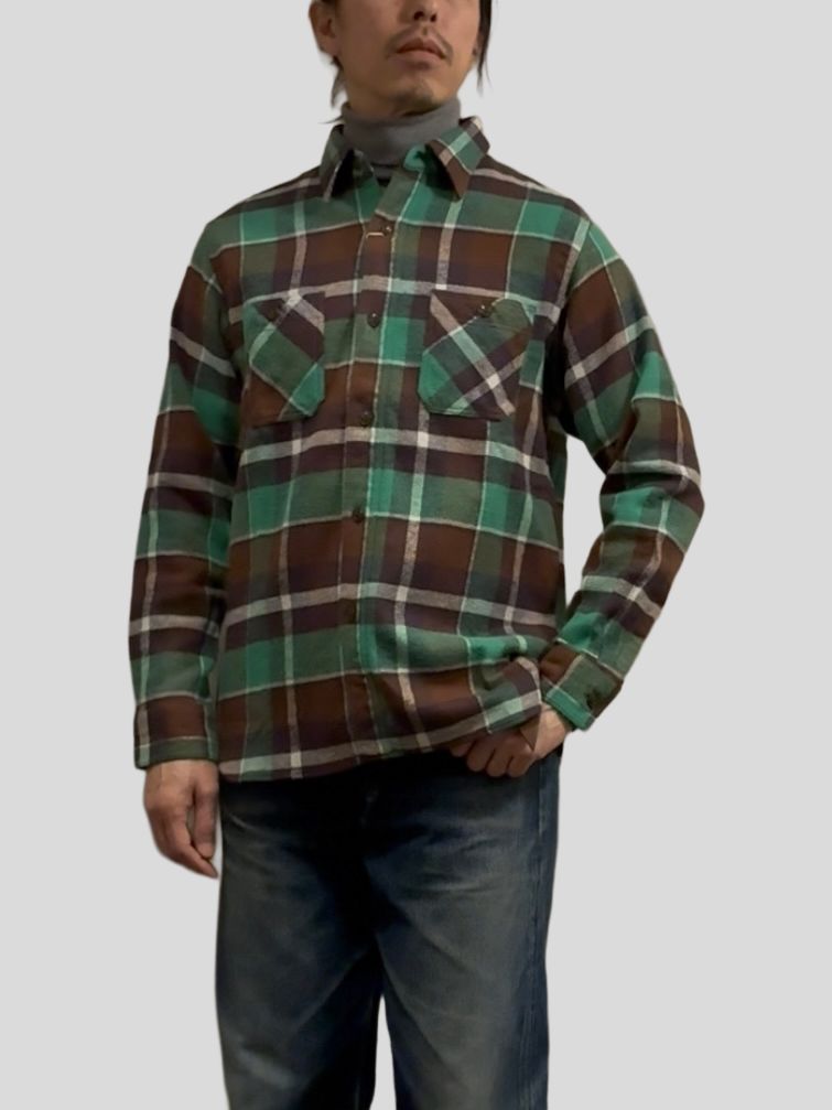 ヘビーツイルチェックワークシャツ/HEAVY TWILL CHECK WORK SHIRT / ヘビーネルワークシャツ / ネルシャツ / SC28233 / グリーン(145)
