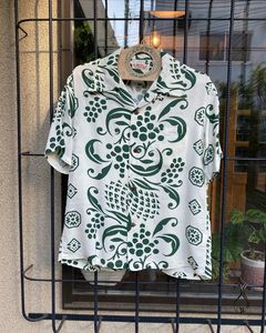 ISLAND PAREU DESIGN / 半袖レーヨンシャツ / アロハシャツ / ハワイアン / ボーダー / パレオ / オフホワイト(105) / SS38566